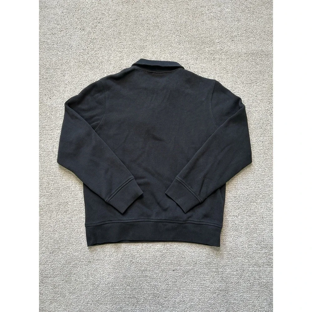 Lacoste Jumper Mens Large Black 1/4 Zip Pullover Sweatshirt Embroidered Logo Top